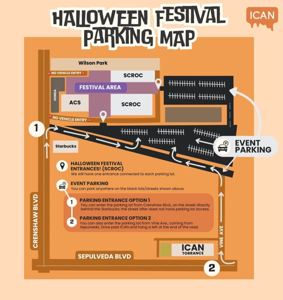 Parking instructions for ICAN Halloween Festival 2025