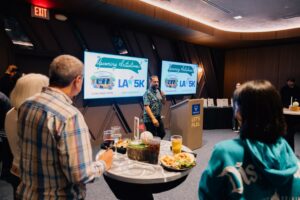 Scott Elliott sharing ICAN's Story at Fundraiser at TopGolf