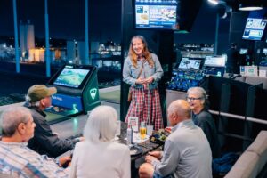 Relaxing at TopGolf at ICAN fundraiser